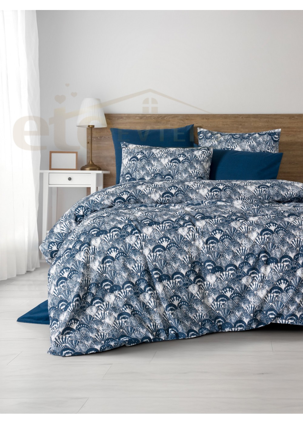 ETEHOMETEX Çift Kişilik Ranforce Pamuklu Lastikli Çarşaflı Nevresim Takımı KAİ 8696474232056